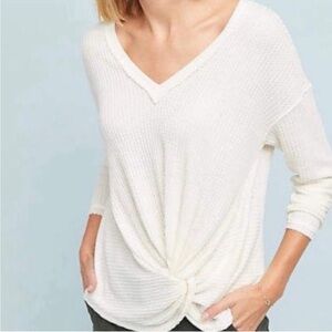 ANTHROPOLOGIE AKEMI + KIN Side Knot Waffle Knit Blouse Size S